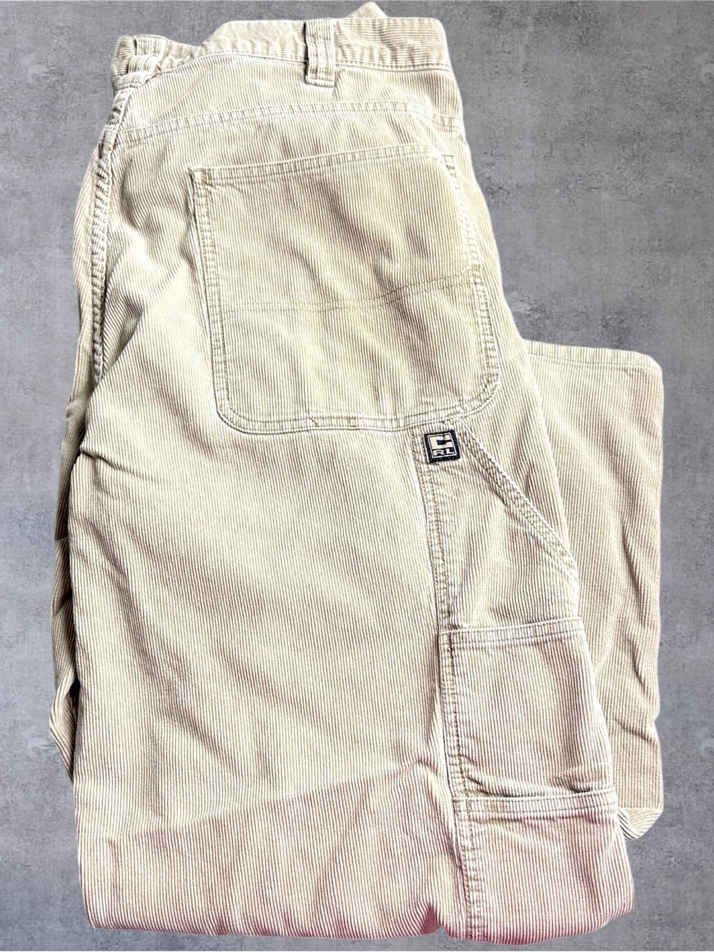 Chaps Ralph Lauren Carpenter Pants Mens 38x30 Beige Corduroy Workwear Baggy Y2K
